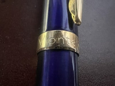🔴 MONTEFIORE penna a sfera roller blu con finiture dorate cappuccio a scatto