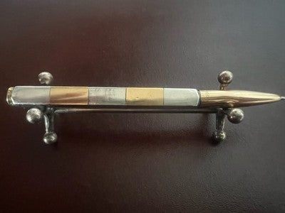 Gucci Stylo-Plume Sphère Argent 925 Plaqué Or Section Carré Écrit Vintage