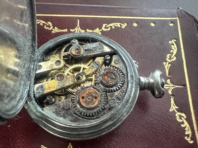 🔴 800 SILVER pocket watch for women to be overhauled, vintage parts REMONTOIR 18