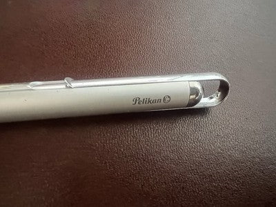 🔴 PELIKAN penna sfera V10 a scatto scrive finitura argento vintage astuccio NOS