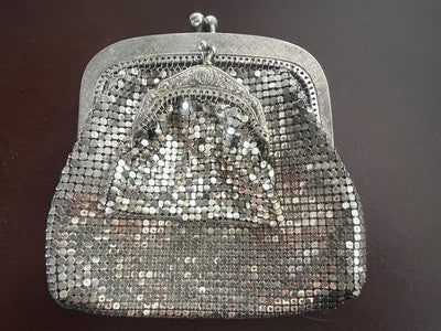 Mini Taschen Geldbeutel Jersey Metall Silber Seide Belle Époque Vintage