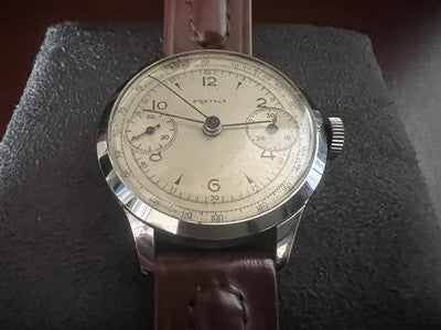 🔴 POSTALA Cronografo Landeron 48 bicompax raro originale funziona vintage ’40