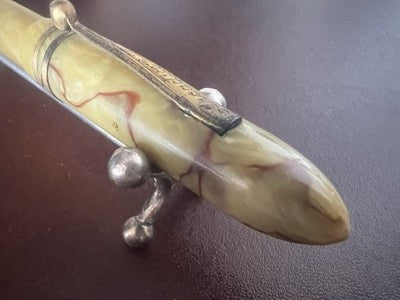 🔴 ARCADIA stilografica celluloide marmorizzata pennino oro 14k Rover vintage