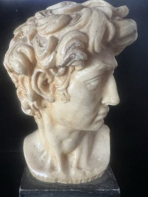 Statue Santini Büste David Skulptur Marmor Gelb Naps H 15 Vintage 1966