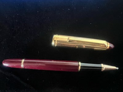 🔴 Penna roller CEFIXORAL bordò cappuccio dorato scrive con astuccio
