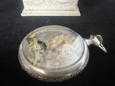 Red HEBDOMAS Manual Pocket Watch 8 DAY Breguet Spiral Vintage Works
