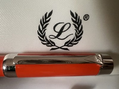 🔴 LABAN penna stilografica Britannia lacca arancione pennino M nuova NOS