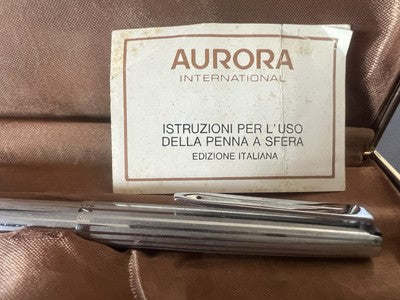 🔴 AURORA penna sfera 98 cromata scrive italiana vintage con astuccio A