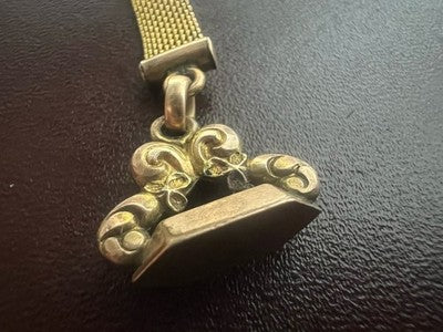 Chaîne Montre Poche Victorienne Avec Sceau Vierge Pinchbeck Antique 1800 N5