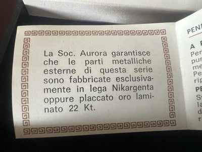 Aurora 98 Stylo-Plume Sphère Nikargenta Écrit Italienne Avec Garantie Vintage