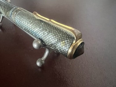 Pluma Estilográfica De Celuloide Con Mosaico De Serpiente Y Oro 14K Vintage