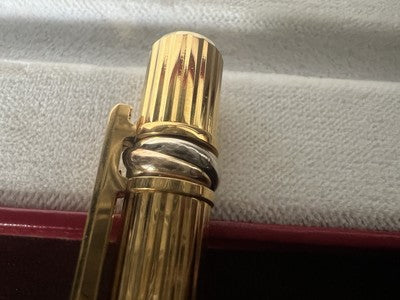 🔴 CARTIER penna sfera Trilogy Vendome placcata oro clip lacca rossa