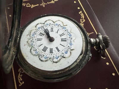 🔴 Orologio tasca ARGENTO 800 donna da revisionare parti vintage WENGIA 8