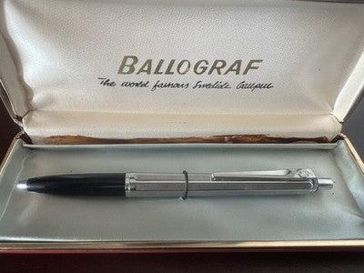 🔴 BALLOGRAF penna sfera EPOCA cromata pulsante a scatto inserto nero 3