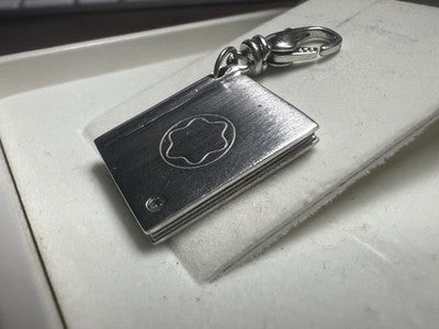 🔴 MONTBLANC 925 Silver pendant small diamond book ingot lobster clasp 