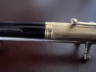 Aurora Rollerball Pen 88 Gold Striped Cap Black Body Warranty 