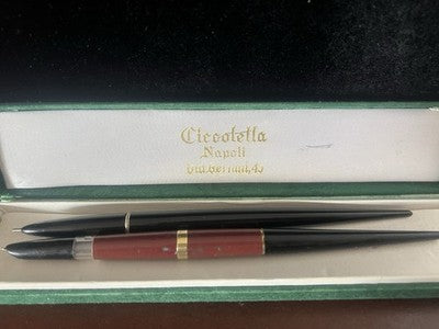 🔴 Penna stilografica scrivania a pulsante + penna a sfera stilofori vintage