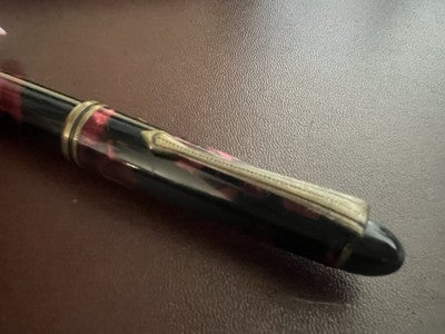 🔴 Penna stilografica marmorizzata rossa venature brillanti a pistone vintage H