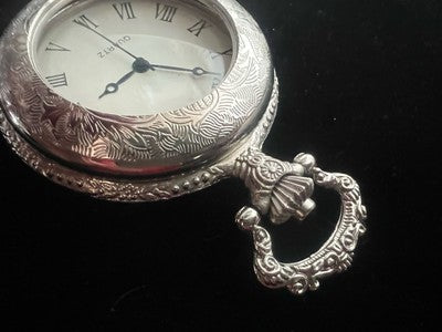 🔴 Orologio tasca uomo donna cromato cesellato Movimento al quarzo funziona