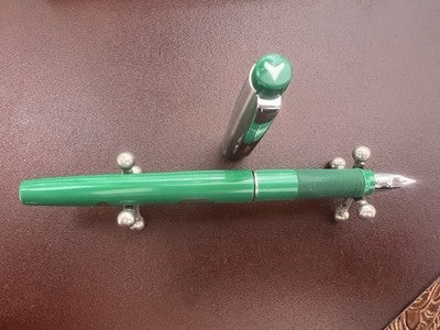 Geha Pens Fountain 704 Green Porthole + Style 714 Chrome Scrivono Pencil Case