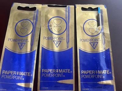 🔴 PAPERMATE refill penna BLU F fine 3 PEZZI ricambio ricarica inchiostro Aurora