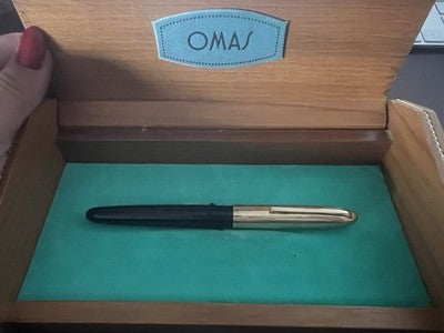 🔴 OMAS penna stilografica 556/S Extra cappuccio dorato pennino ORO Brevetto 445