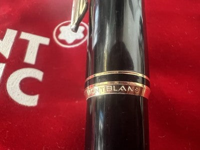 🔴 MONTBLANC penna sfera 281 nera profili dorati clip grilletto con refill nuovo