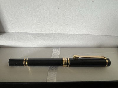 🔴 MASERATI penna stilografica lacca nera profili dorati F cartucce Pelikan