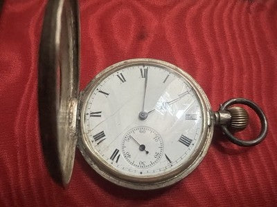 🔴 Orologio tasca ARGENTO 800 occhio di bue funziona raro vintage