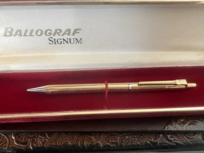 BALLOGRAF Stylo Mécanique Mechanical Pencil Signum Bouton PLAQUÉ OR Leads 0.7 