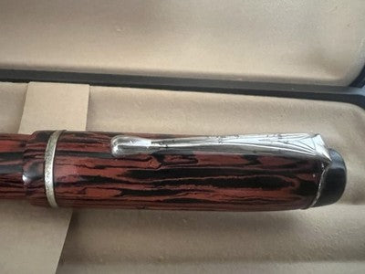 Stylo Plume WILMAS En Celluloïd Rayé À Levier Écrit Vintage 1930