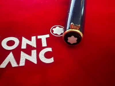 🔴 MONTBLANC penna sfera Generation blu con profili dorati scrive no clip