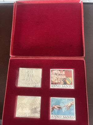 Timbres Année Santo Argent 925 Avec Original Etui 1300 1975 