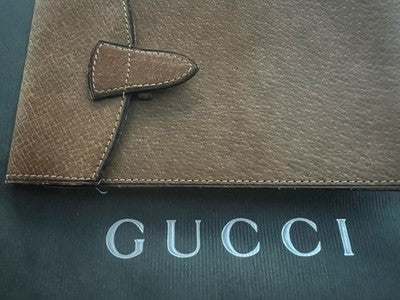 🔴 GUCCI Dokumentenmappe aus braunem Leder, Patentnr. 64.509, mit Vintage-Etui