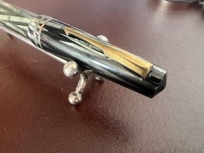 Stylo BERNARD En Celluloïd Vert Marbré Écrit Vintage Années 40 