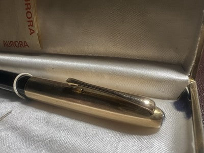 🔴 AURORA penna stilografica 88 pistone pennino ORO M scrive vintage 565435