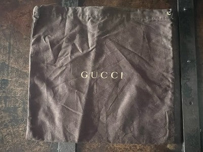 🔴 GUCCI sacca borsa antipolvere cotone L 25,5 H 24 cm chiudibile con lacci