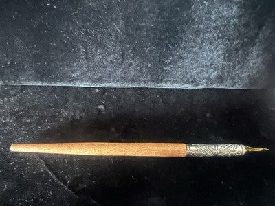 🔴 Penna stilografica LEGNO tornito da calamaio cesellata con pennini vintage