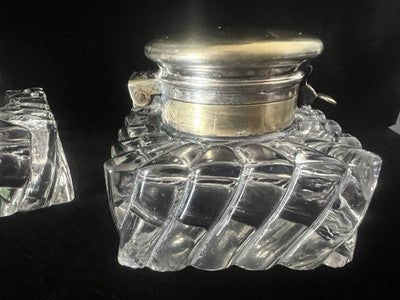 🔴 Calamai da scrivania cristallo e ottone epoca fine Ottocento grandi misure