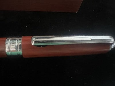 🔴 NIJI Kugelschreiber aus Kirschholz mit Schlüsselanhänger-Etui, Vintage, NOS 