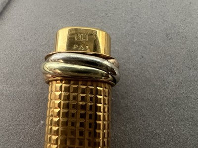 🔴 CARTIER Vendome GODRON vergoldeter MC rot-weißer Kugelschreiber 