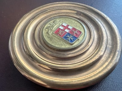 Marine Militaire Médaille Presse-Papier de Bureau Laiton Avec Écusson