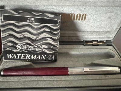 🔴 WATERMAN penna stilografica Flash bordeaux scrive con cartucce vintage