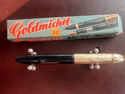 🔴 GOLDMICHEL penna stilografica celluloide Germany 810 leva scrive vintage '40