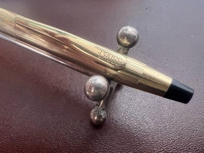 🔴 CROSS penna a sfera placcata oro 12 Kt incisione H.G. astuccio originale vint