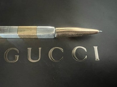 GUCCI Kugelschreiber mit quadratischer Spitze, Vintage, 925er Silber, vergoldet. 