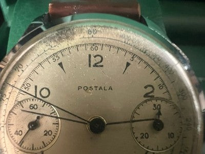 🔴 POSTALA Cronografo Landeron 48 bicompax raro originale funziona vintage ’40