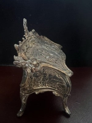 Porte- Encrier Métal en Relief Avec Scene Églogues Paysages Marin Vintage