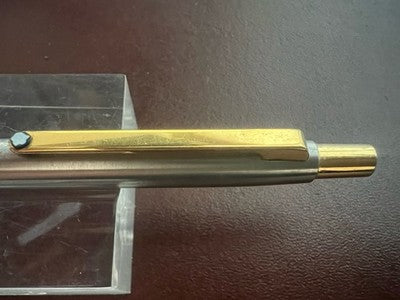 🔴 MONTBLANC penna sfera Noblesse cromata finiture dorate scrive vintage