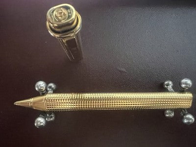 🔴 CARTIER penna sfera Trinity Godron placcata oro iniziali MC con astuccio